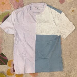 Primark Men's Short Sleeve Color Block Tee - Light Blue, Gray, and White